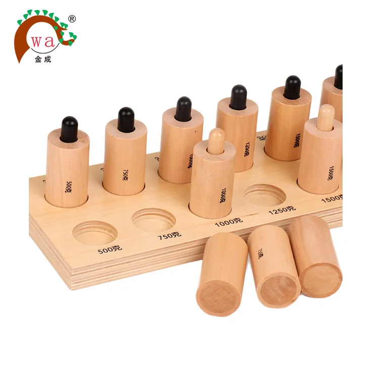 Montessori Educational Wooden Weight Cylinders For Preschool Child with knob