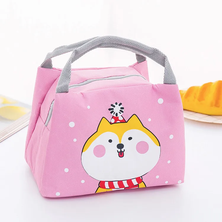 Small cute design cartoon printed kids insulated cooler lunch box bag for girls boys