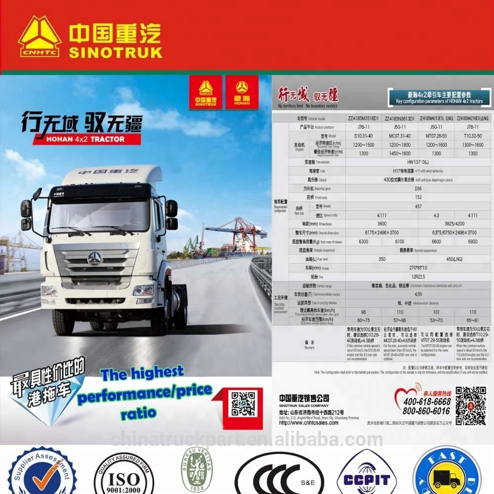 SINOTRUK HOHAN 4X2 tractor head Heavy Duty Tractor Truck
