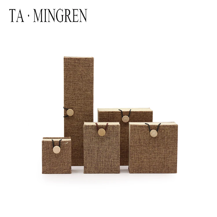 
High Quality Eco-Friendly Custom Linen Wood Jewellery Necklace Box With Logo 