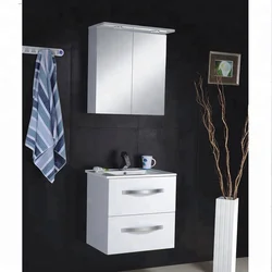 Simple Style Single Sinks PVC Bath Mirror Bathroom Cabinet Pillippines White Basin Vanity