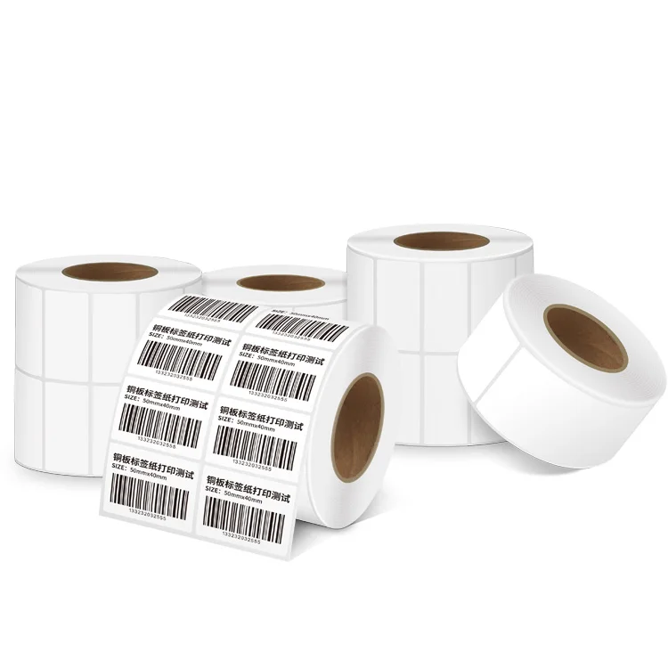 Coated art paper self adhesive barcode blank stickers label roll for sequence code print
