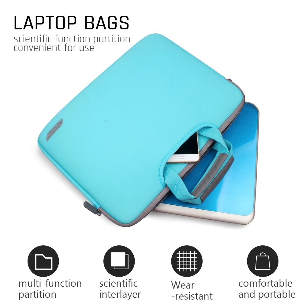 Wholesale Private Label 13 14 15 inches Neoprene Laptop Bag Case Durable Neoprene Laptop Sleeves