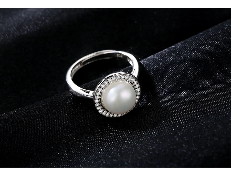 CZCITY Luxury Wedding Woman Jewelry Natural Freshwater Pearl Silver Fresh Water Jewellery Ring