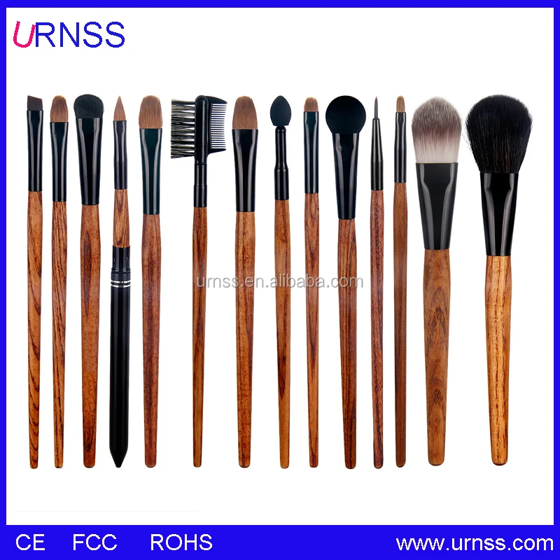 Free Samples Private Label 14pcs Makeup Brush/High End Goat Hair Makeup Brush PU Pouch/Wholesale Makeup Brush
