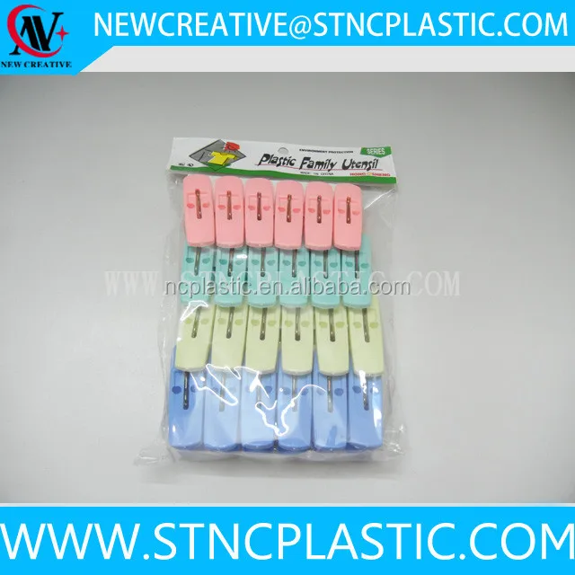 24 Pieces Muti-Purose Plastic Finger Clips Clothes Pins Hooks Clothes Rack Accessory