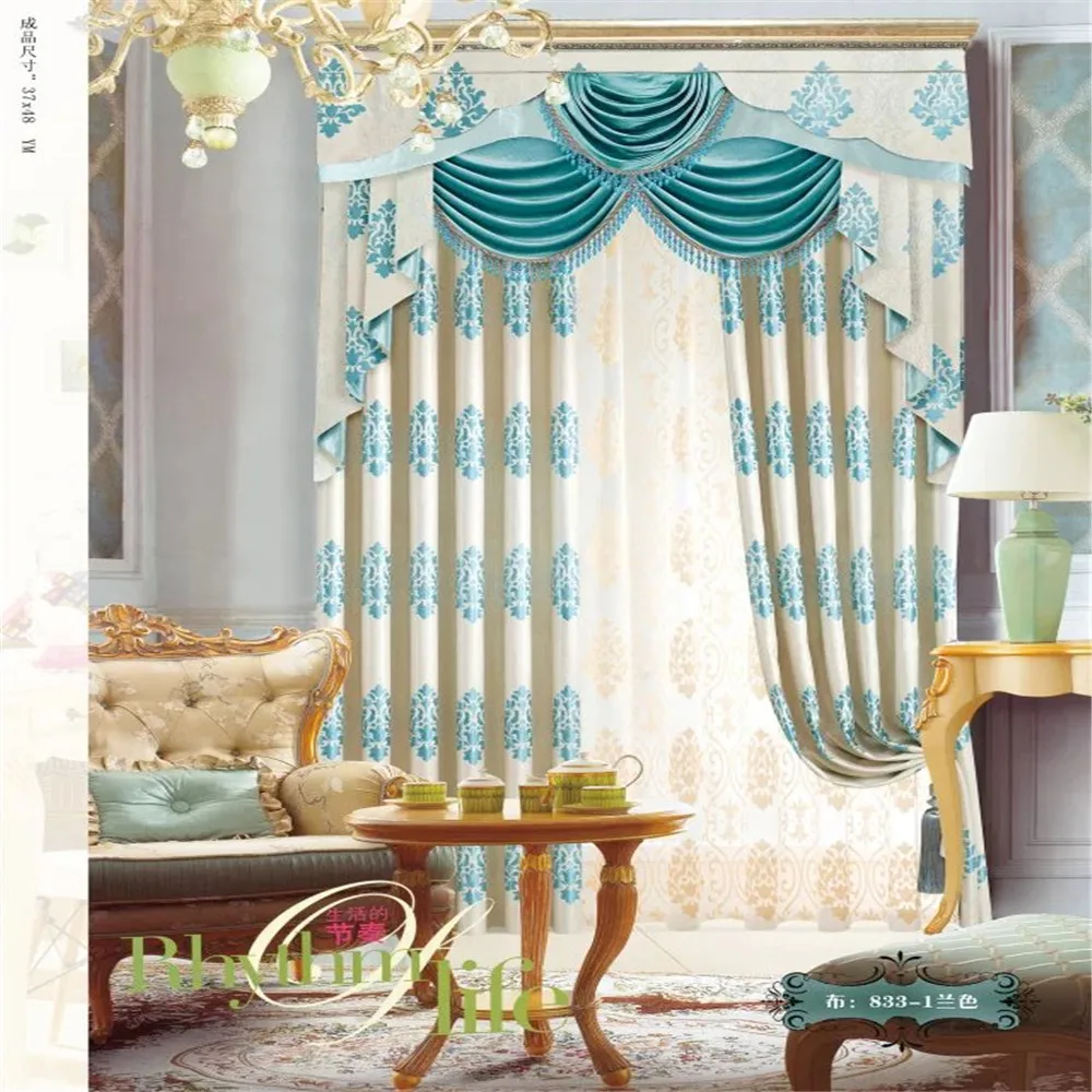 Quite Popular Modern Glitter Sequin Blackout Fabric Curtains with Designer Curtain Rods