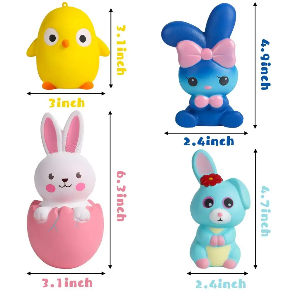 PU foam jumbo cute factory wholesale animal squishy China Easter new kawaii rabbit squishy and Easter Egg Squishy
