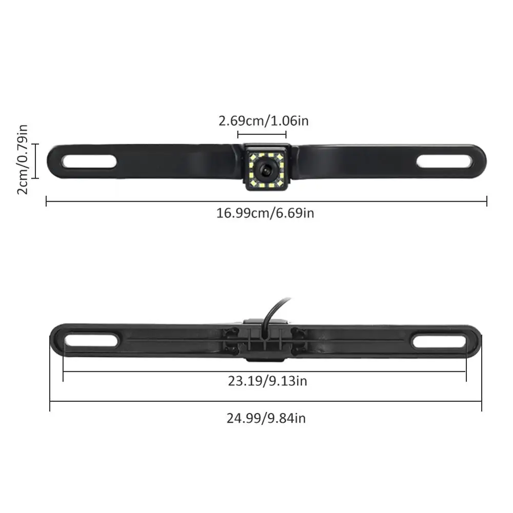 2021 New Waterproof IP68 Long License Plate Frame 12LED Car Rear View Camera Universal Car Reverse Parking Camera