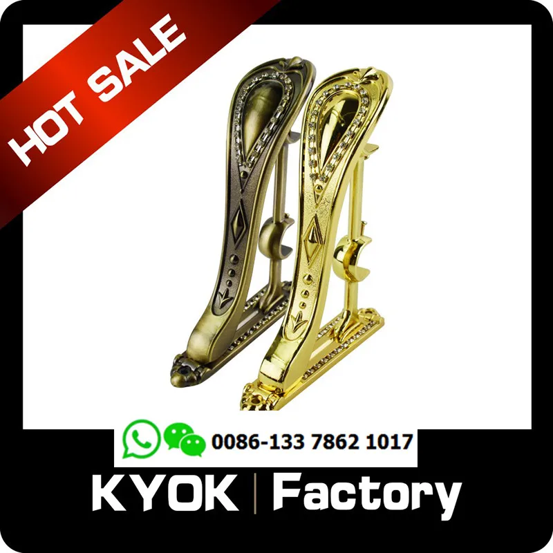 KYOK windows accessories brass curtain rods and brackets ,28*19mm double brass curtain pole brackets