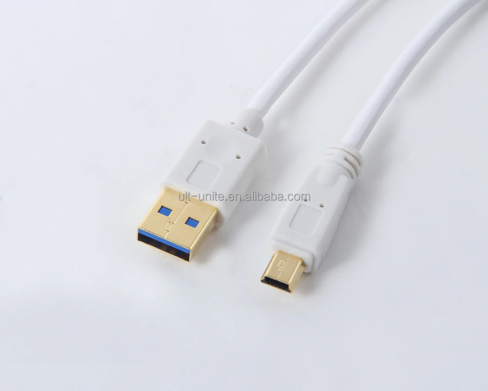 USB3.0 Мужчина К MiniB-10P Мужской Кабель, Белый, Подключите оболочка позолоченные, OD = 4.2 мм, L = 1.0 м