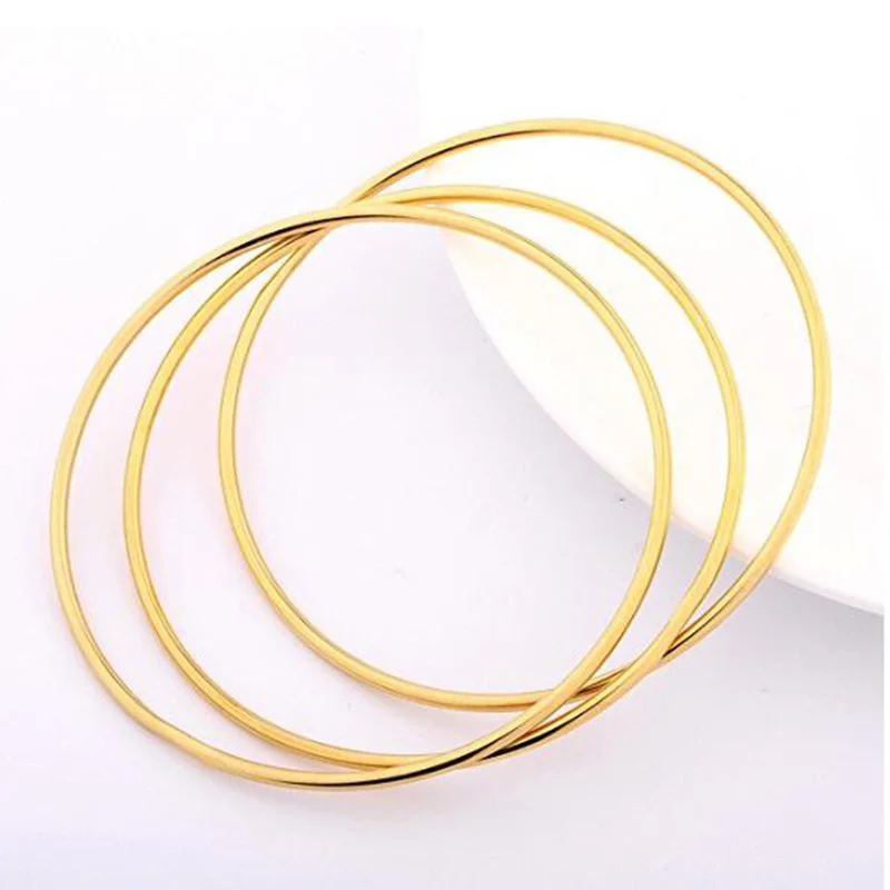 Women Simple 6 Pcs Tri-color Silver/Gold/Rose Gold Tone Bohemian Style Bangle Bracelet Set
