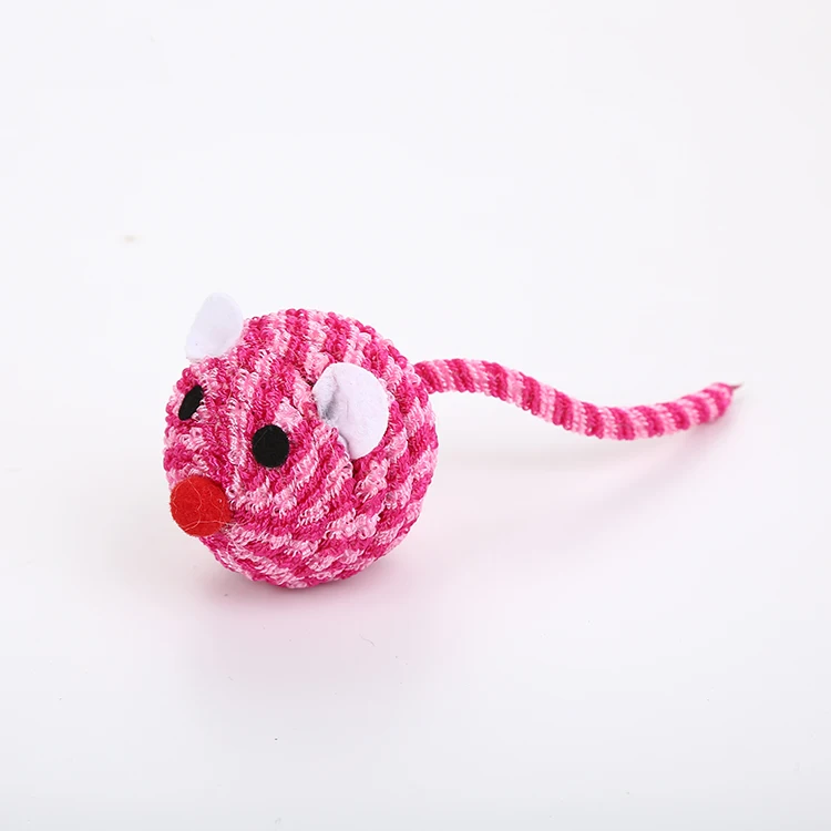 Многоцветная круглая мышь, вязаная игрушка для кошек