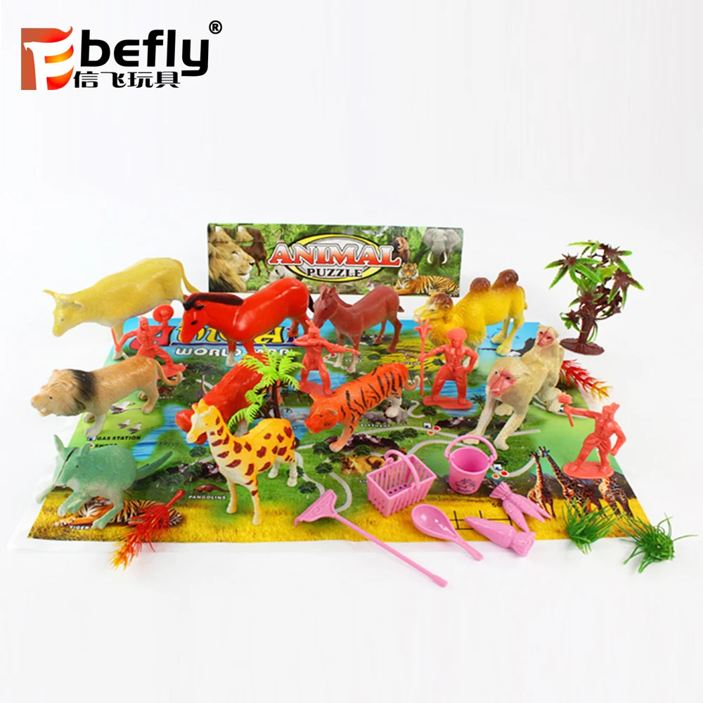 Cheap zoo animal model set kids plastic toy