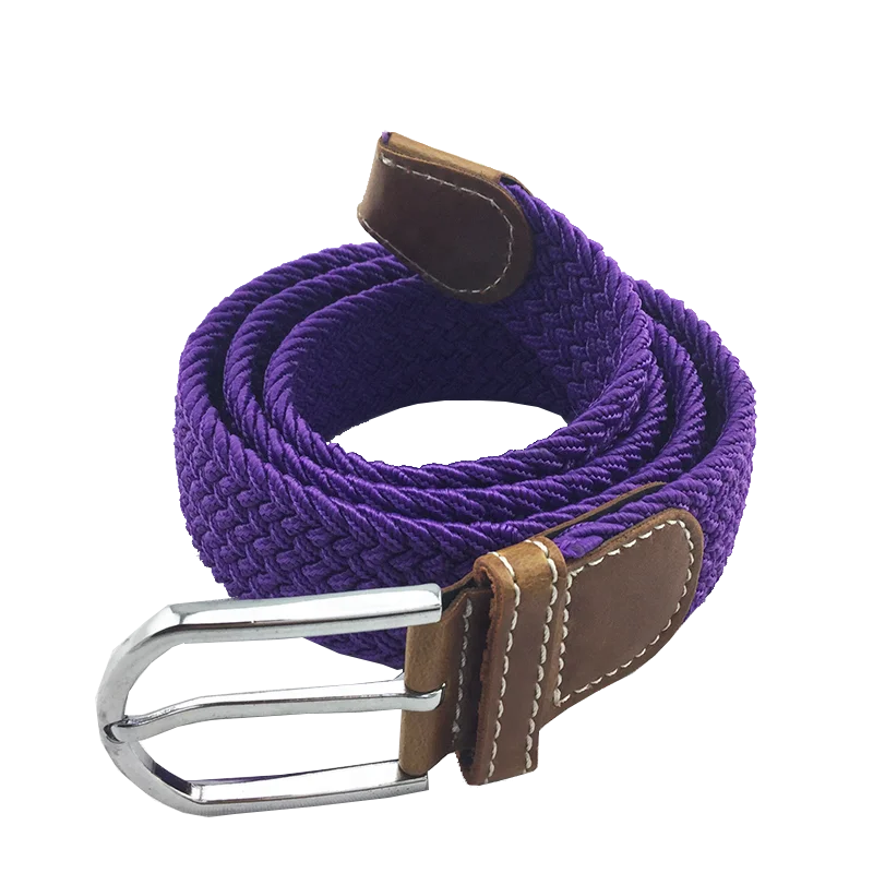 Women Men Canvas Braided Elastic Stretch Fabric Belt