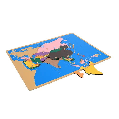 Early learning kindergarten kids wooden montessori map Puzzle Map of Asia