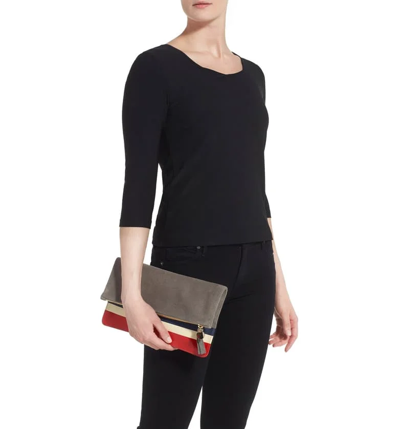 suede clutch foldover clutch personalized clutch bag