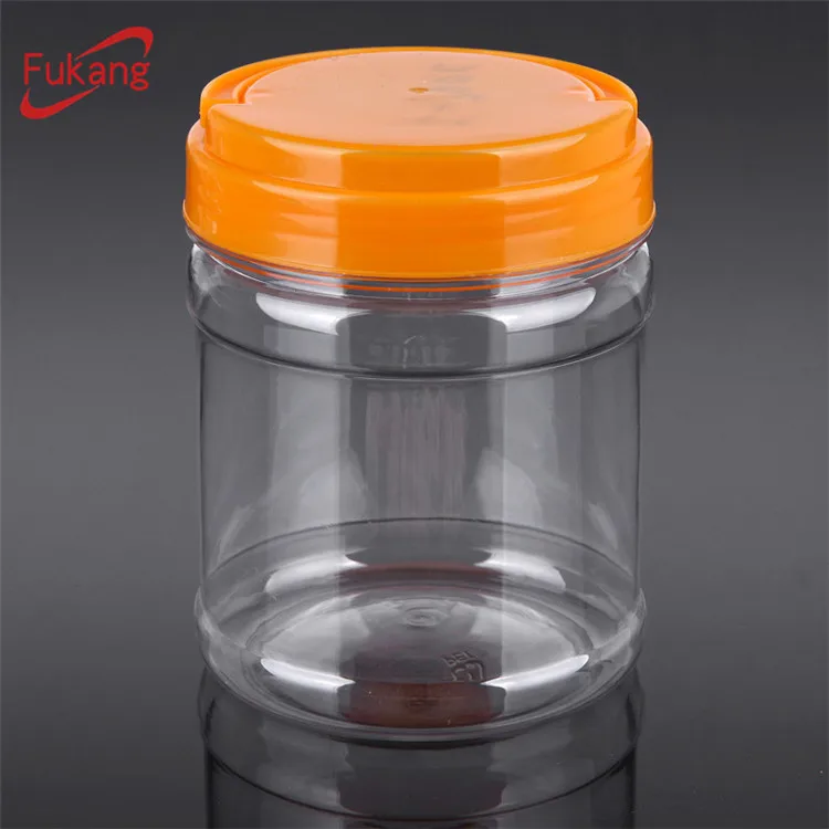 20oz Square Pet jar for Nuts Packaging, Food Grade 600ml plastic bottle
