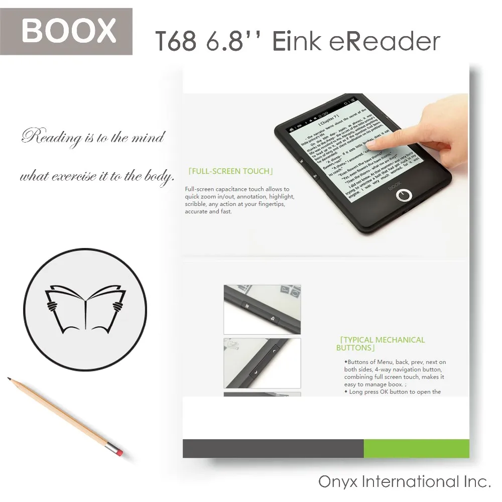 Электронная чернильная электронная книга 6 8 дюйма с системой Android может запустить приложение для чтения книг Aldiko