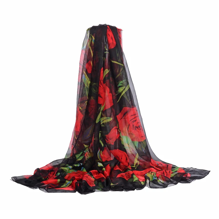 Fashion Sexy Picture Women Real Silk Scarf Wholesale
