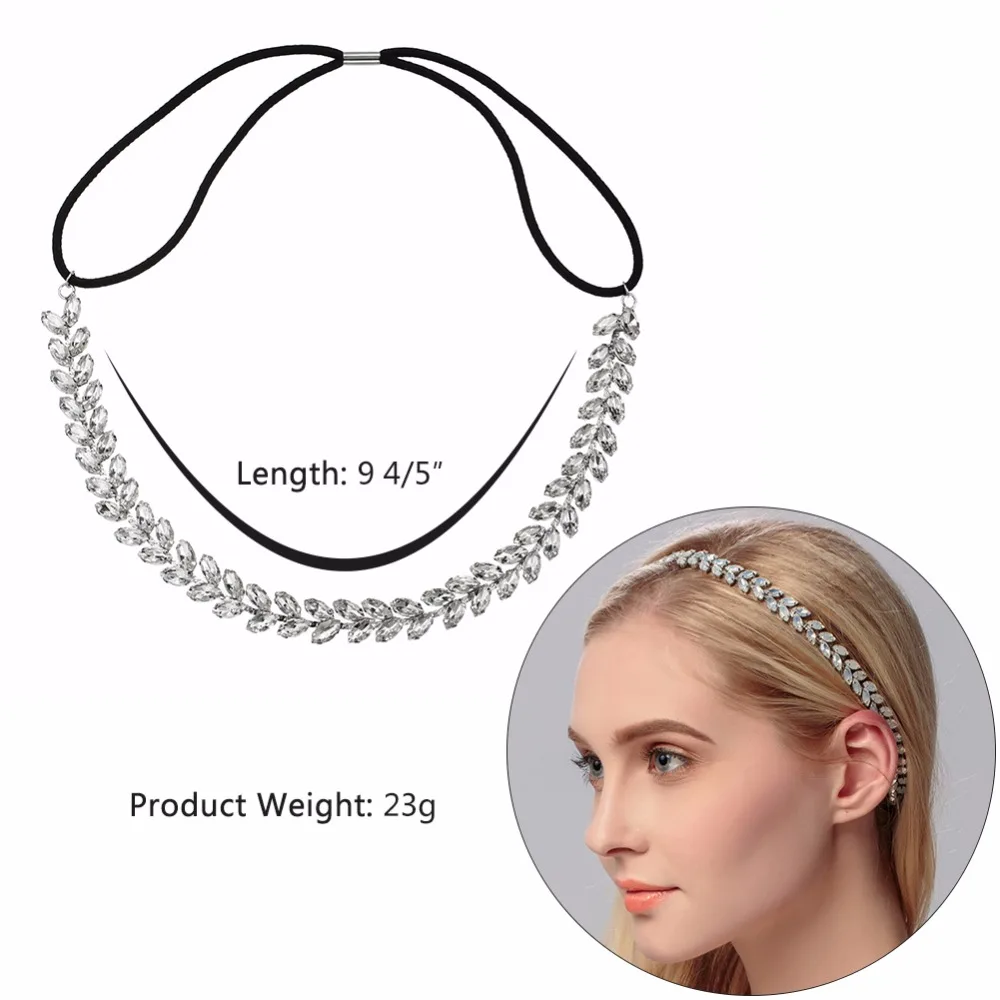 Свадебная повязка на голову со стразами, Посеребренная лоза для волос для невесты, эластичные повязки для волос для девочек