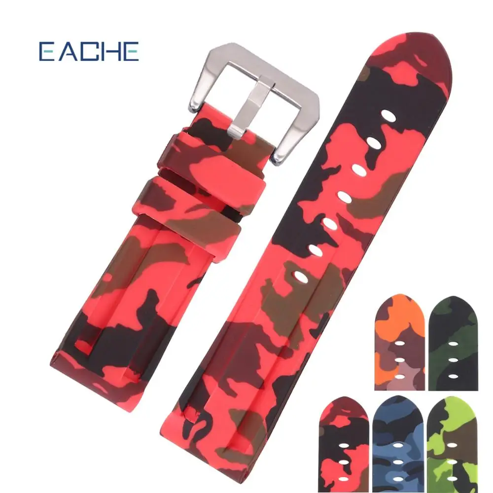 LAIHE 20mm 22mm 24mm Digital Camouflage Rubber Watchband  for Men Silicone Rubber Watch Strap Wrist Band
