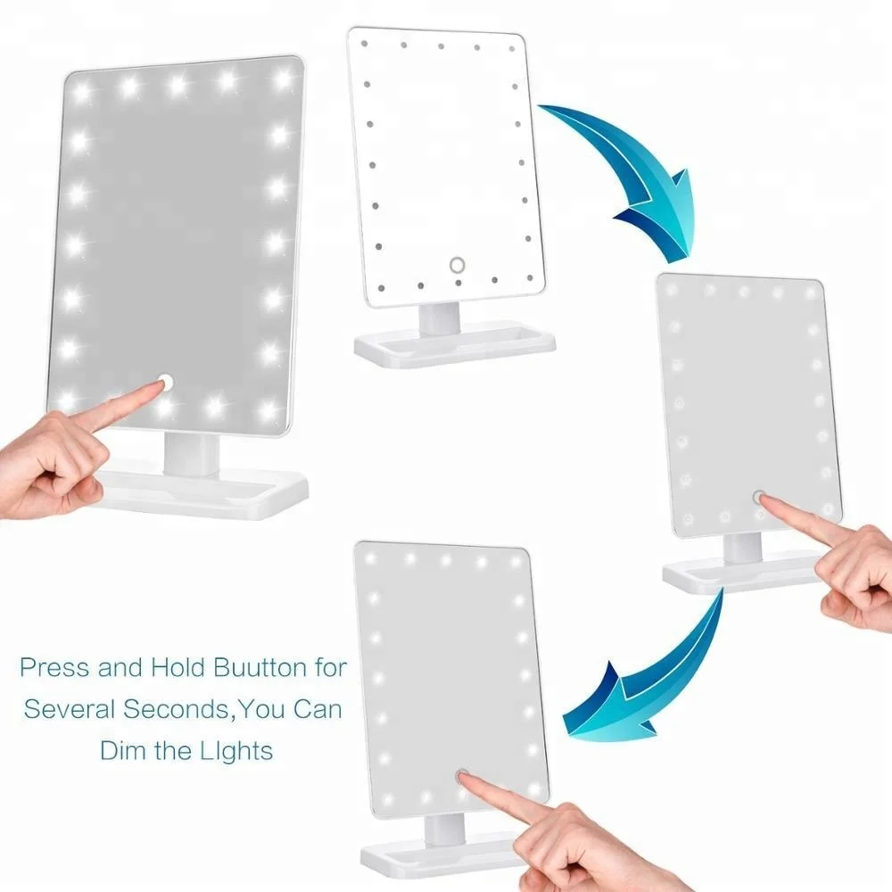 Заводское зеркало для макияжа с 20 светодиодами/2 светодиодами регулируемый сенсорный экран настольное косметическое подсветкой