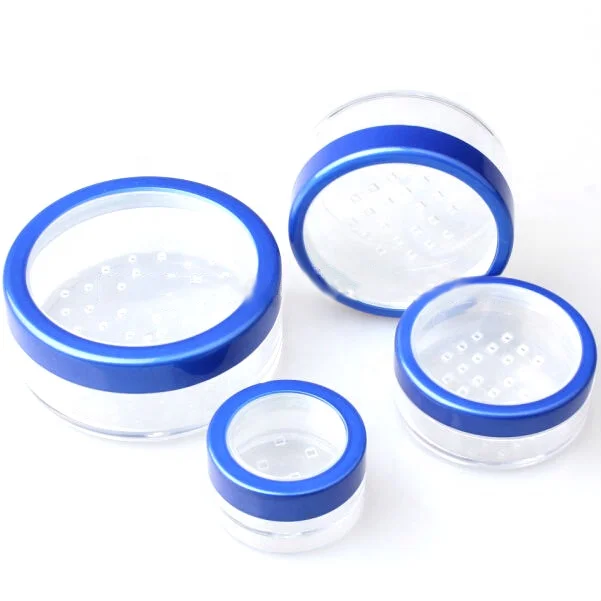 cosmetic loose powder jar 20g loose powder packaging sifter jars black silver lid