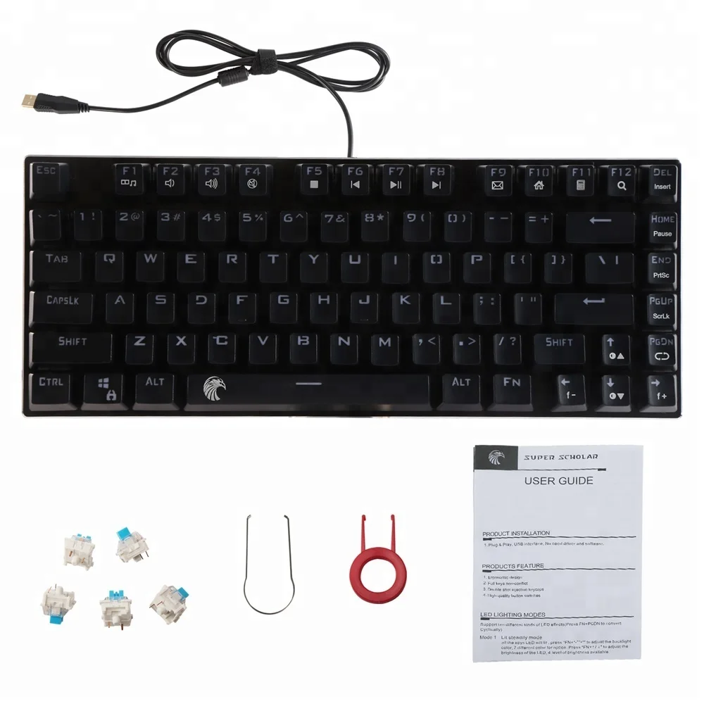 E-element Z-88 LED Backlit RGB Tenkeyless Gaming Mechanical Keyboard
