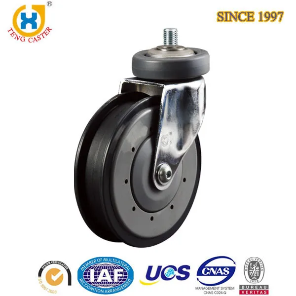 5inch 3dish pu Swivel Escalator caster with bumper TUV Certificate