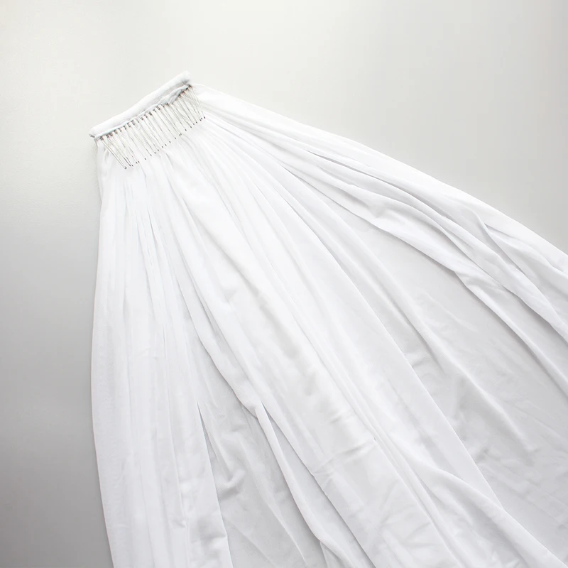 V638 Retro Royal Chapel Marriage Bridal Veil Spandex Encrypted One-Layer Cut Edge Long Train White Castle Wedding Bride Veil