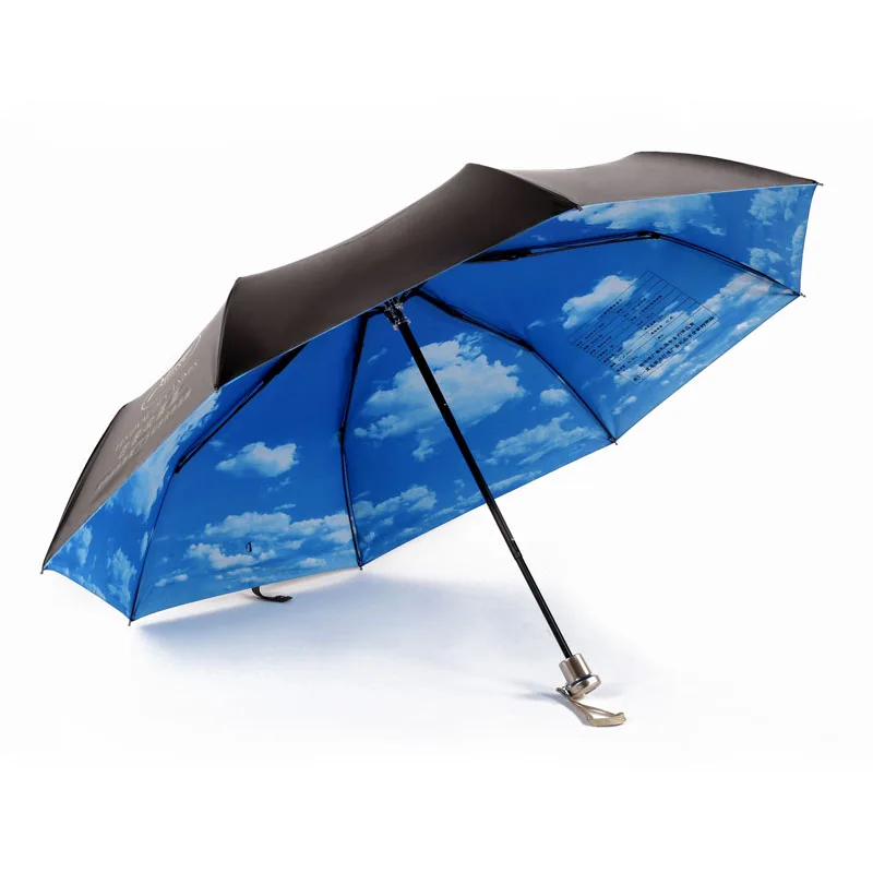 cheap umbrella with blue sky printing or white cloud printing
