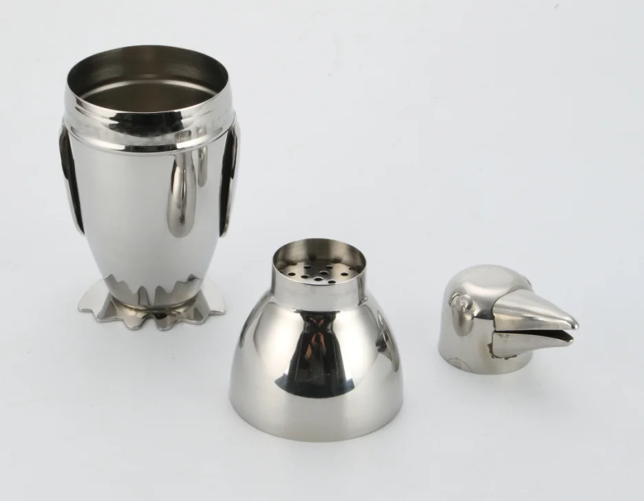 
300ml 500ml stainless steel bar tool penguin cocktail shaker 