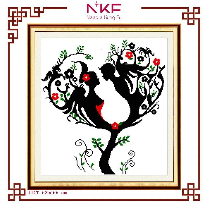 Набор для вышивки крестиком NKF с изображением влюбленных деревьев
