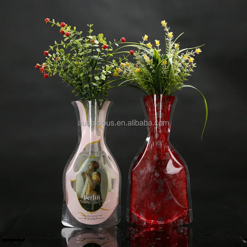 
Best disposable plastic peacock painting designs flower vase 