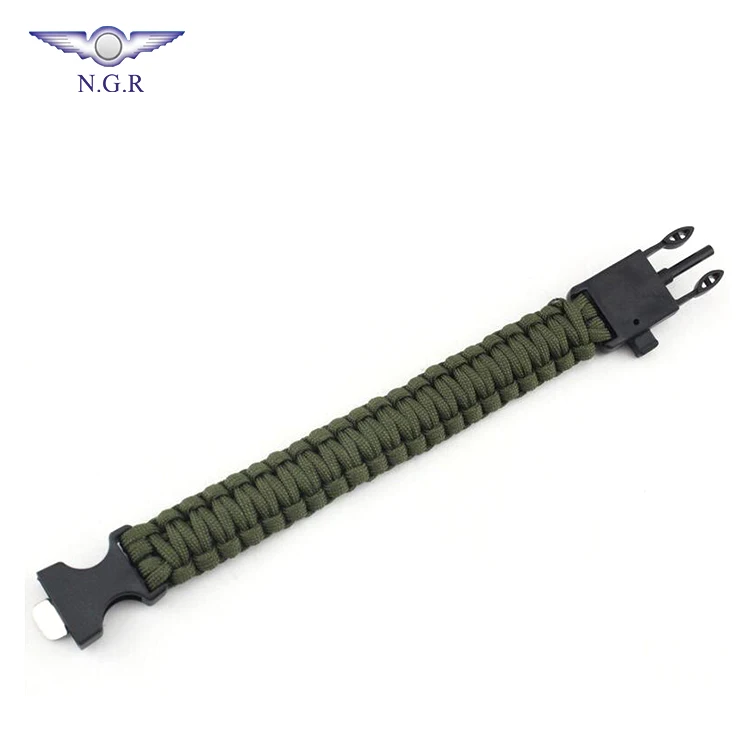 Factory hot selling 550 survival bracelet with compass flint fire starter whistle and tactical gear for outdoor survival