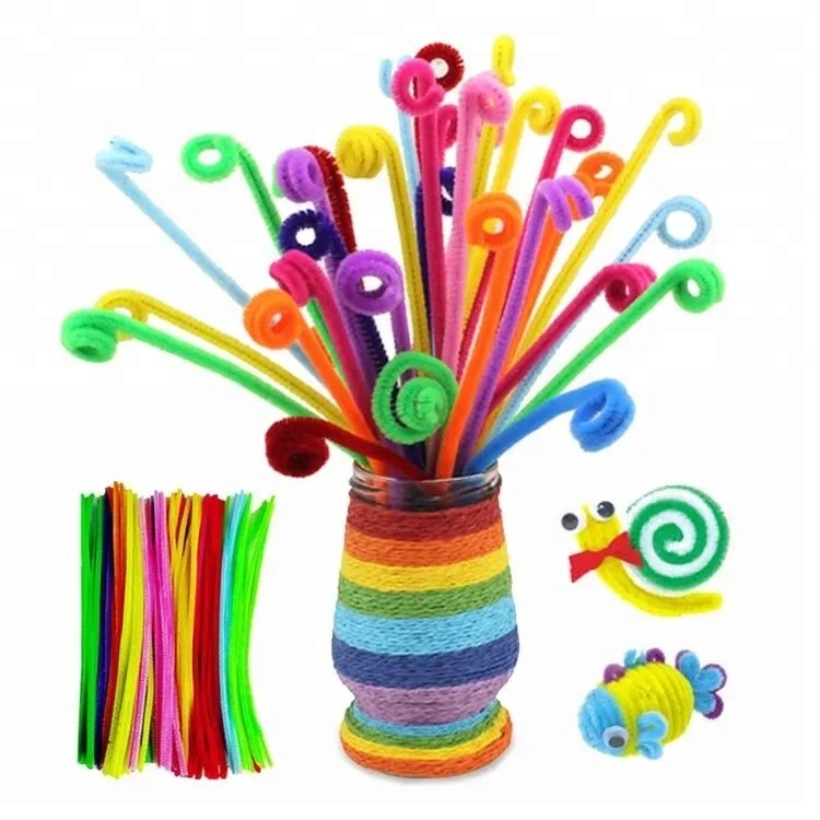 6mm x 12 inch DIY Art Craft Decorations Wire Chenille Stems Tinsel Assorted Colors Pipe Cleaner