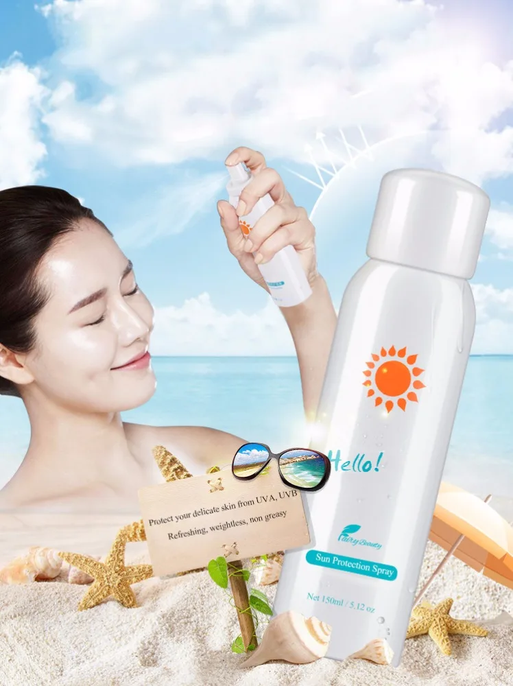 GMP factory OEM UV protection halal sunblock skin whitening sunscreen spray for face and body