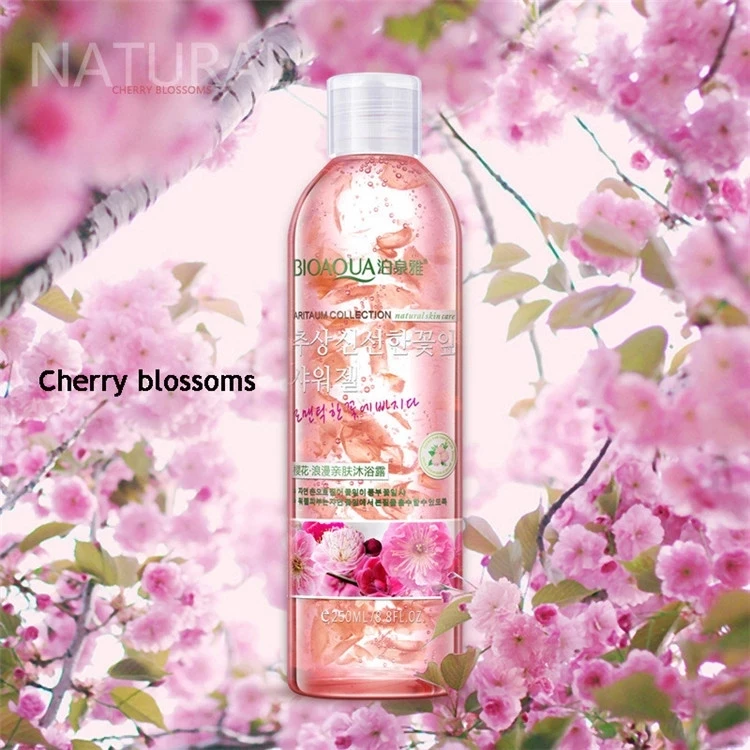 OEM bioaqua body wash natural flower petals deep moisturizing whitening shower gel