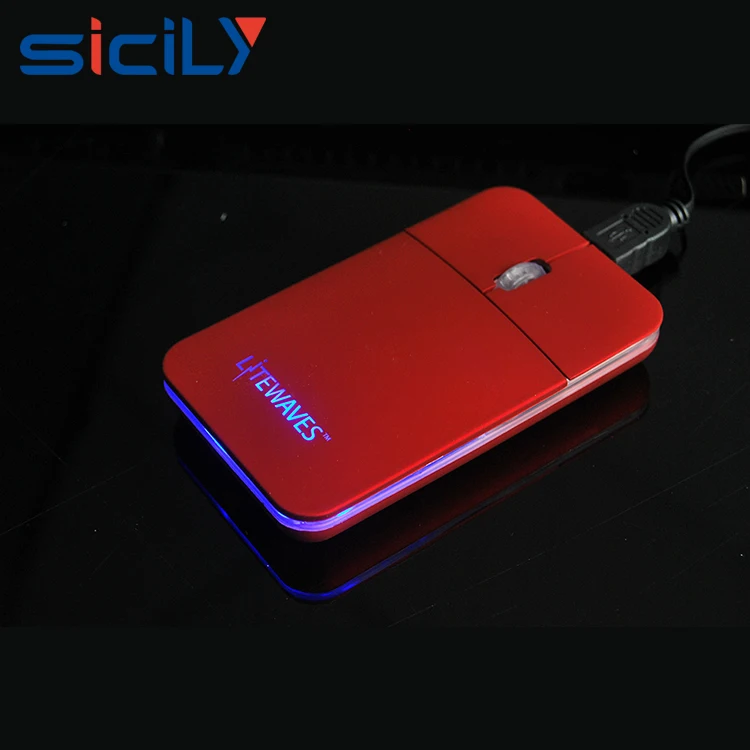 Mini USB flat slim mouse LED light up Optical Wheel Wired Mouse Mice for PC Laptop Computer