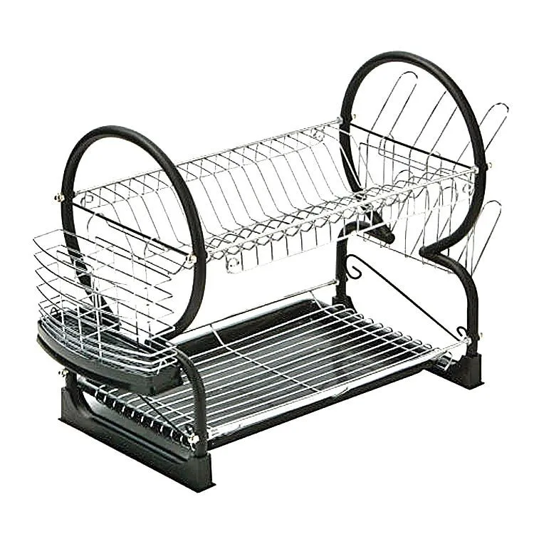 
8 shape Hot selling Stainless Steel 2-Tier Kitchen Dish Rack Dish Drying Rack 