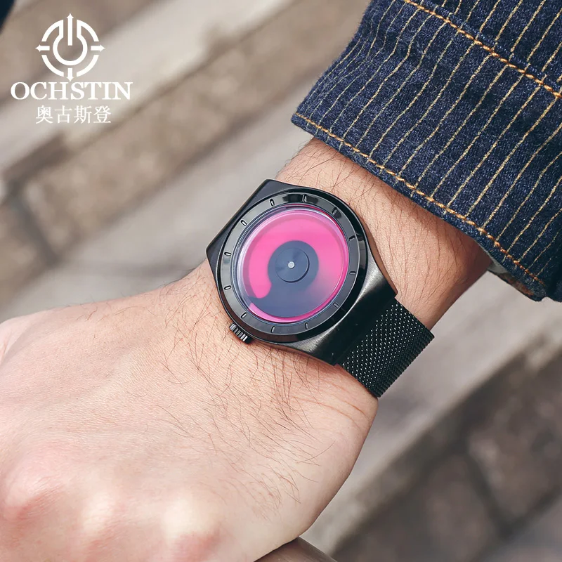 New Fashion  luxury  OCHSTIN 076B Watches Men Quartz-Watch Stainless Steel Mesh Strap  Watch Clock Relogio Masculino