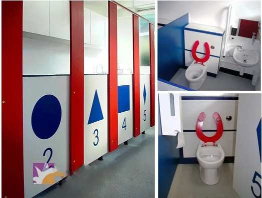 Kindergarten HPL toilet partition Urine partiti, Urine screen