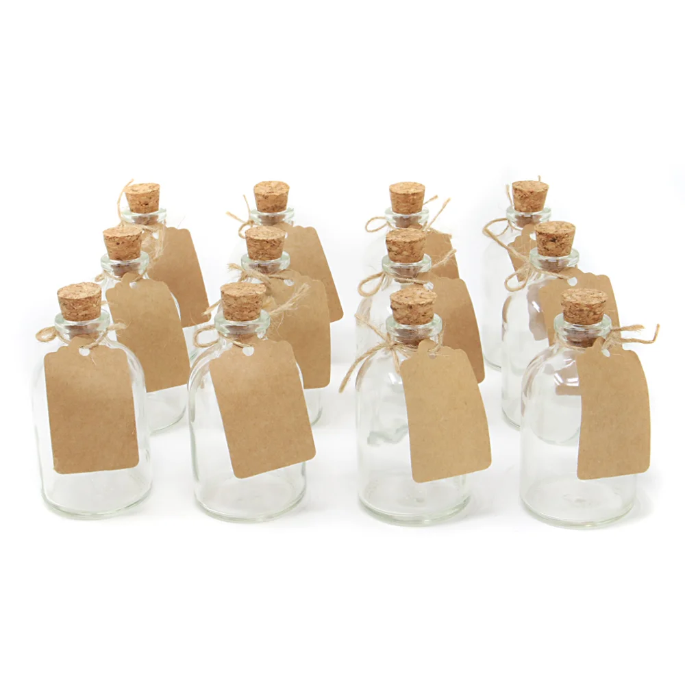Set of 12 mini glass bottles with cork glass bottles with wood stopper fragrance diffuser for wedding gift