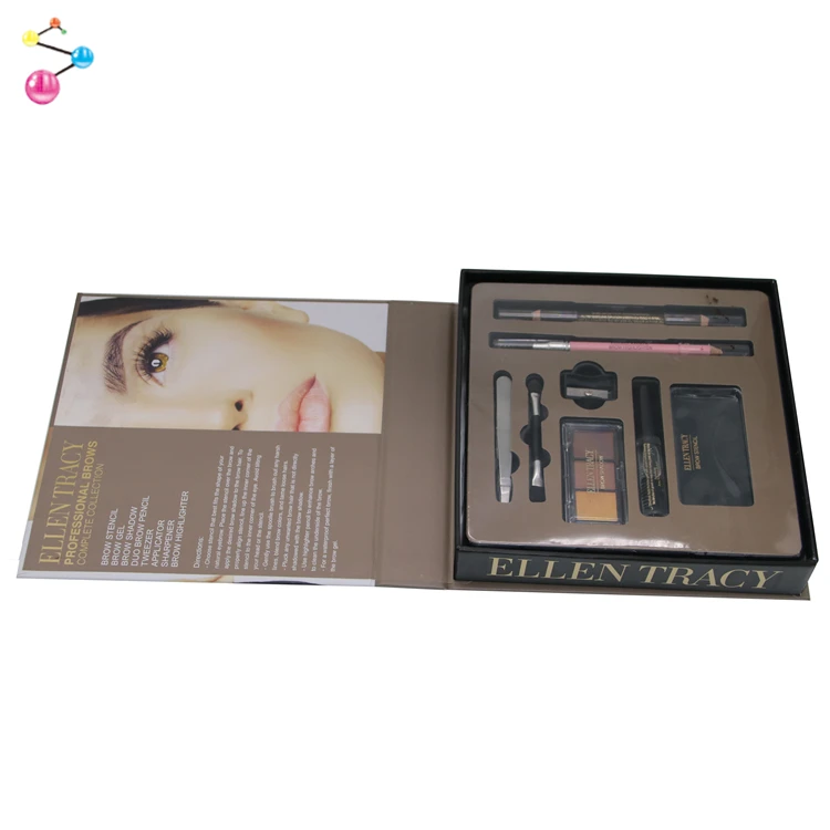 Luxurious Private Label Square Eyelash Vendor Customized Makeup Cosmetic Packaging Eyebrow Pencil Brush Scissors Paper Box