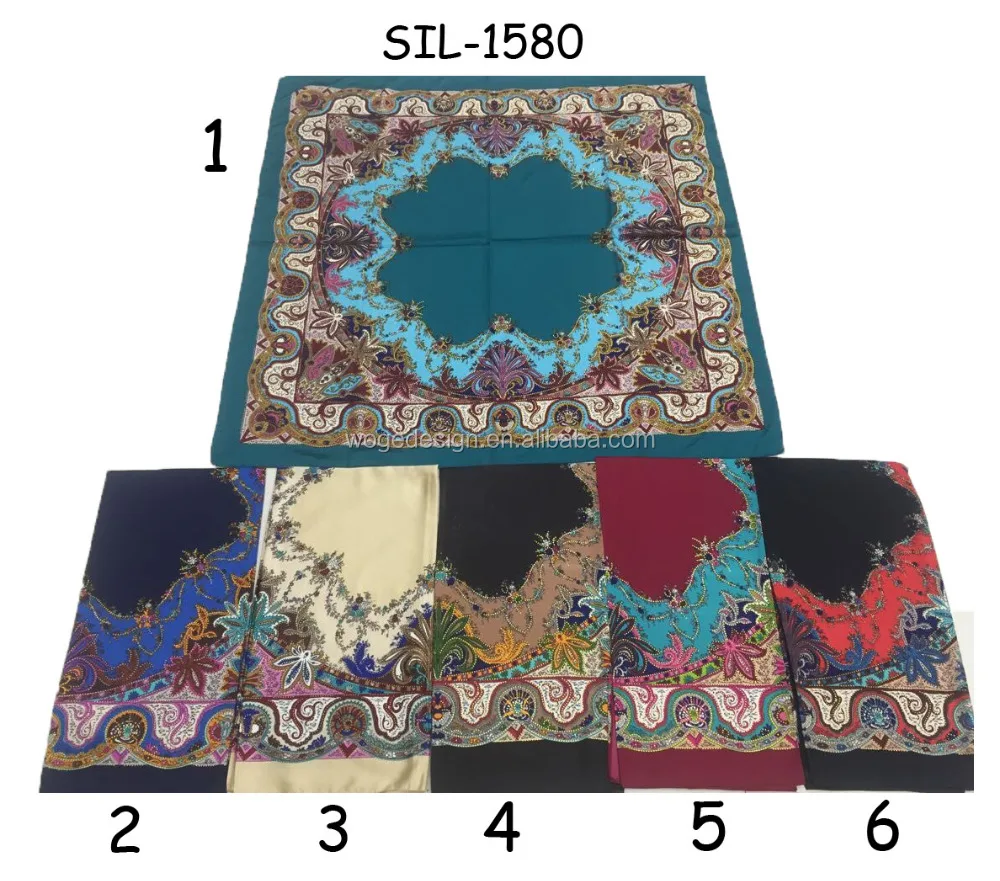 Yiwu Factory Hot Sale Lightweight Turkish Women Print Paisley Flowers Rose square Polyester Silk Hijab Shawl Matte Satin Scarfs