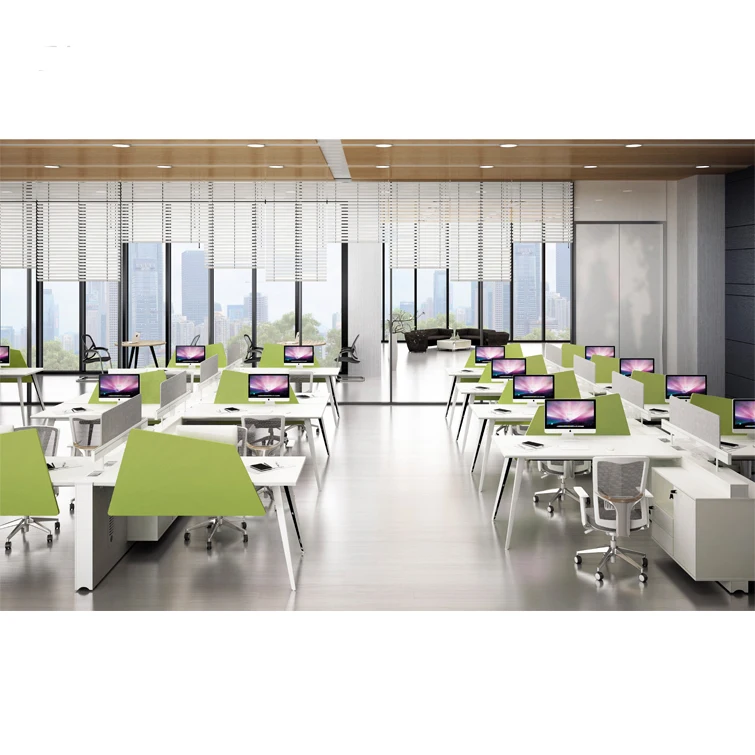 
Factory selling 4 people layout office secretary workstation staff modular cubicle office table computer desk green material 