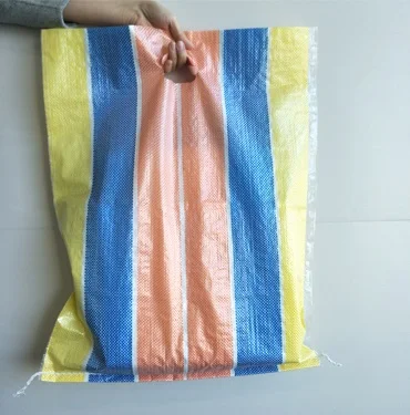 
High quality multi-color strips virgin material PP woven polypropylene bag 
