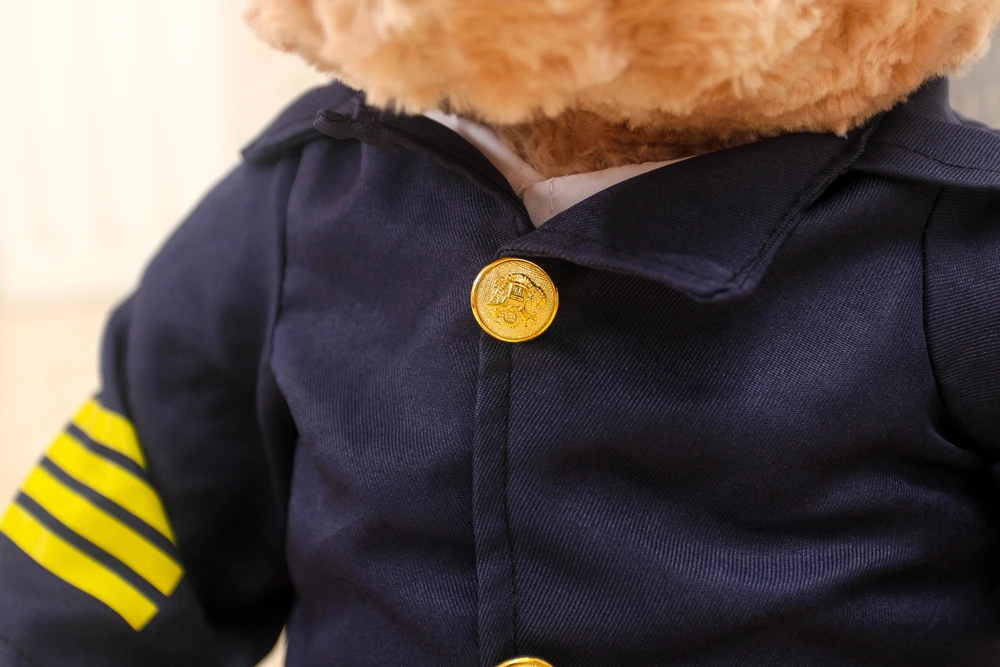 20/30/45/55cm cute handsome customized plush Pilot/Captain bear doll toy with navy hat&uniform