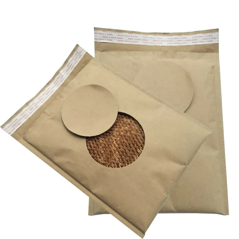 Fully Paper Custom Logo Mailing Bag Cellular Shaped Kraft Paper lining Padded Brown Envelope for shipping